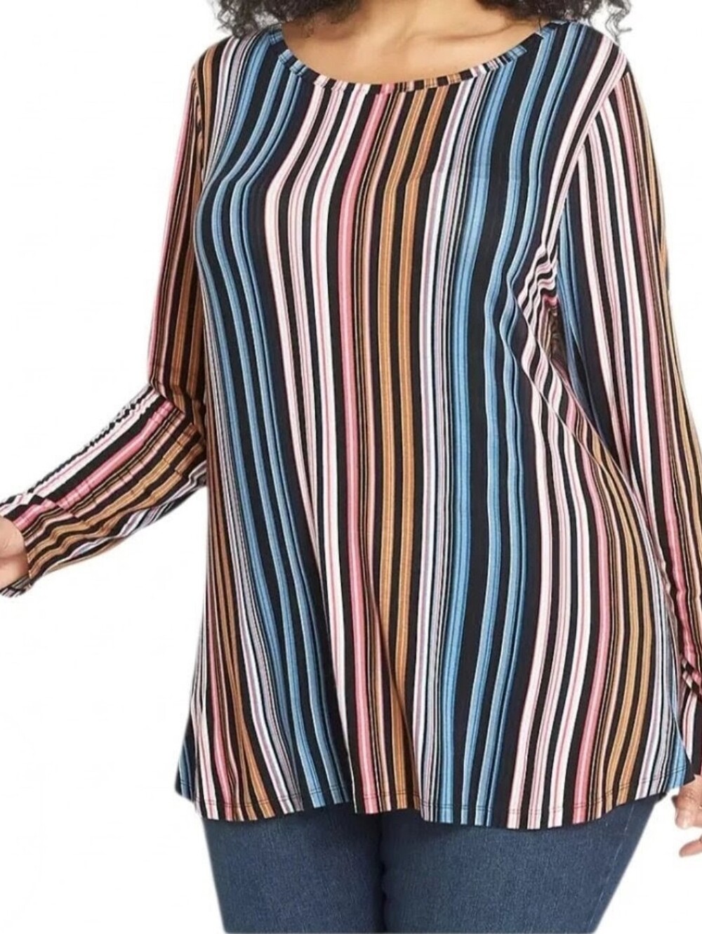 LANE BRYANT Multicolor Vertical Stripe Long Sleeve Lightweight Top 14/16
